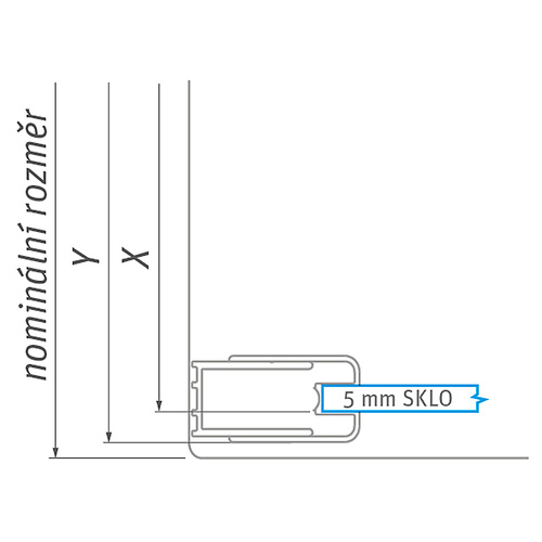 Nákres označení rozměrů pro instalaci