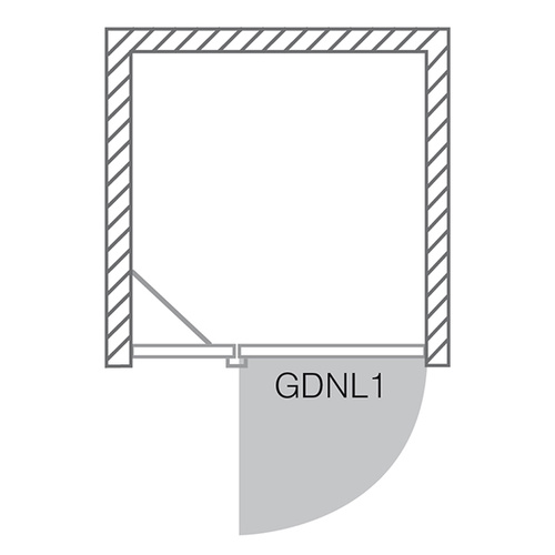 Nákres sprchových dverí GDNL1 - ľavá inštalácia