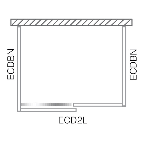 Nákres - bočná stena ECDBN_sprchové dvere ľavé ECD2L_bočná stena ECDBN