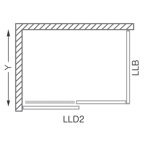 Nákres ľavých dverí LLD2 s bočnou stenou LLB
